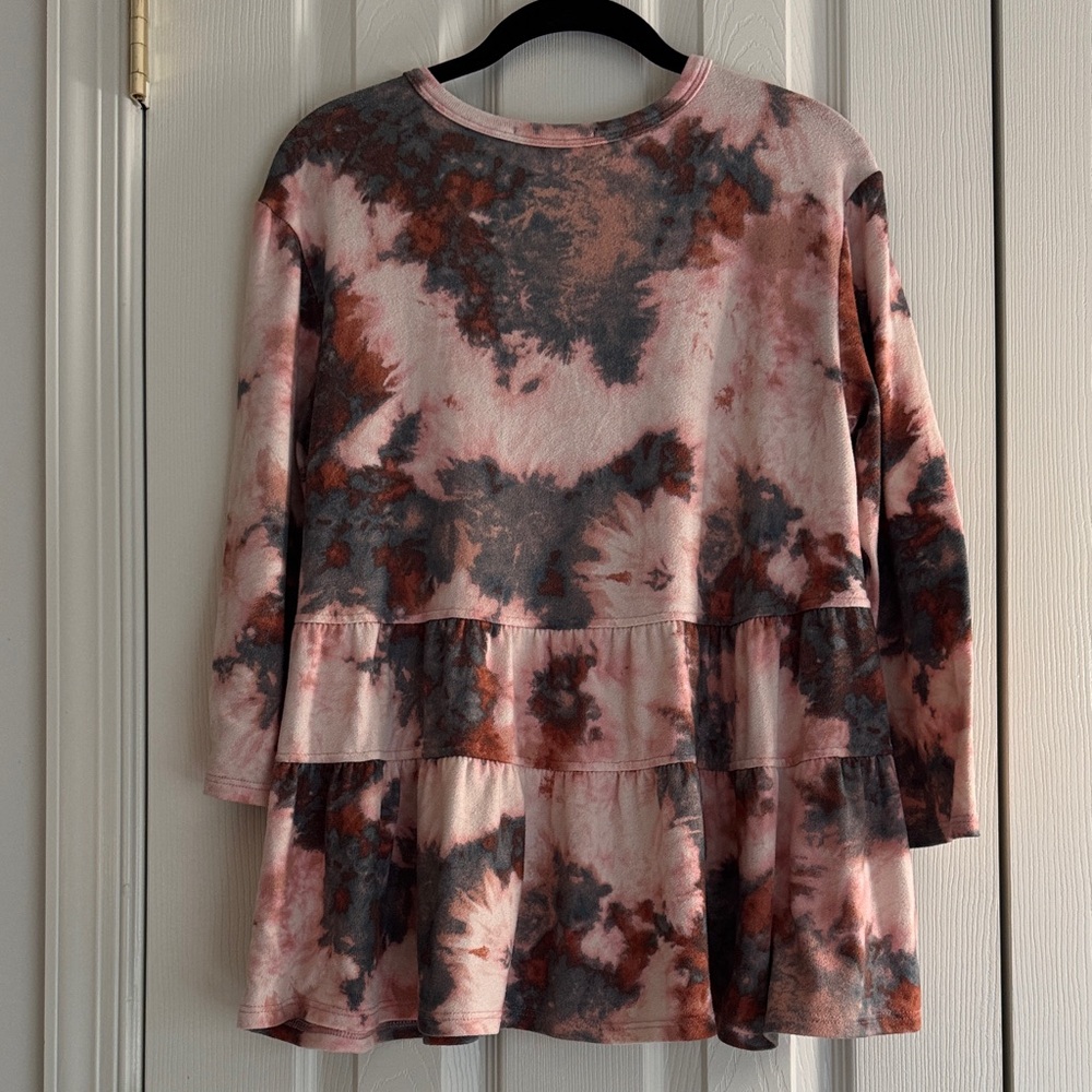 Kim & Cam Tie-Dye Peplum Tunic Top – Women’s Small - Picture 2 of 7